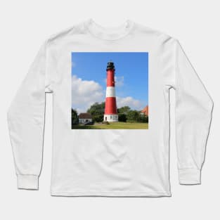 Red and White Lighthouse on Pellworm Island Long Sleeve T-Shirt